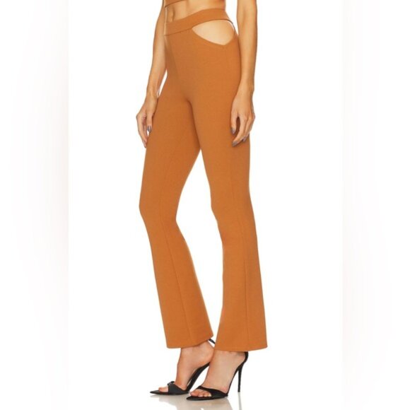 MICHAEL COSTELLO x REVOLVE Tory Pants Flare Cut Out Side Caramel Brown SMALL - Picture 2 of 9